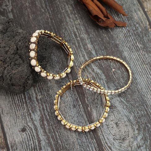 Western Bracelets for Women Stackable Turquoise Bracelet Rhinestone Elastic Bracelet Boho Western Country Cowgirl Jewelry Costume Accessories in Kuwait