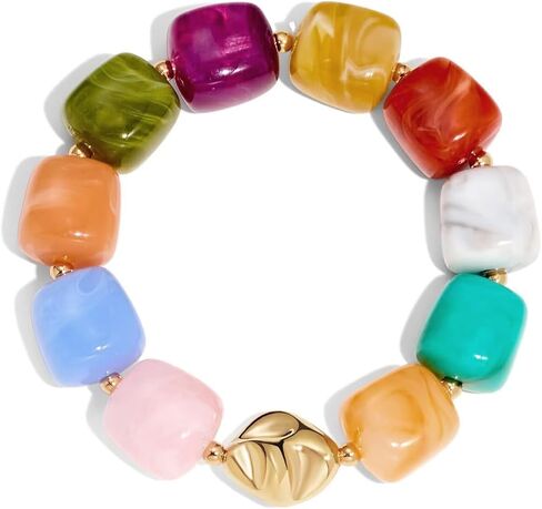 Large Colorful Beaded Bracelets for Women Chunky Boho Statement Bracelets Resin Beads Bracelets Stretch Summer Beach Jewelry in Saudi Arabia