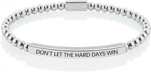 DONT LET THE HARD DAYS WIN Stainless Steel Beaded Bracelet for Women Inspirational Jewelry Gift in Kuwait