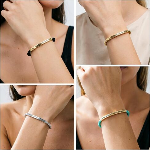 DONT LET THE HARD DAYS WIN Stainless Steel Beaded Bracelet for Women Inspirational Jewelry Gift in Kuwait