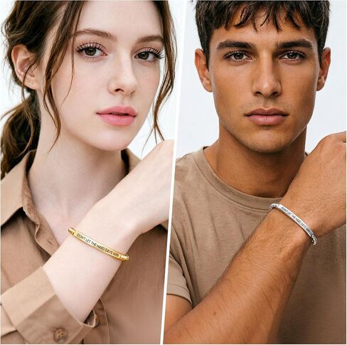 DONT LET THE HARD DAYS WIN Stainless Steel Beaded Bracelet for Women Inspirational Jewelry Gift in Kuwait