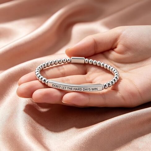 DONT LET THE HARD DAYS WIN Stainless Steel Beaded Bracelet for Women Inspirational Jewelry Gift in Kuwait
