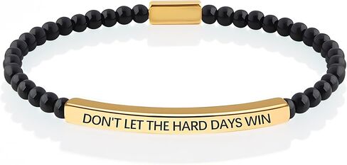 DONT LET THE HARD DAYS WIN Stainless Steel Beaded Bracelet for Women Inspirational Jewelry Gift in Kuwait
