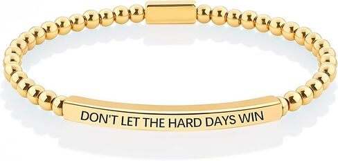DONT LET THE HARD DAYS WIN Stainless Steel Beaded Bracelet for Women Inspirational Jewelry Gift in Kuwait