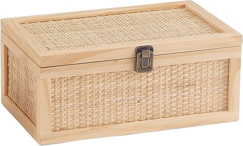 Keepsake Box with lids, Rattan Decorative Boxes, Boho Rustic Farmhouse Decorative Box, Memory Box for Keepsakes, Stackable Decorative Box for Shelf & Home Decor in Saudi Arabia