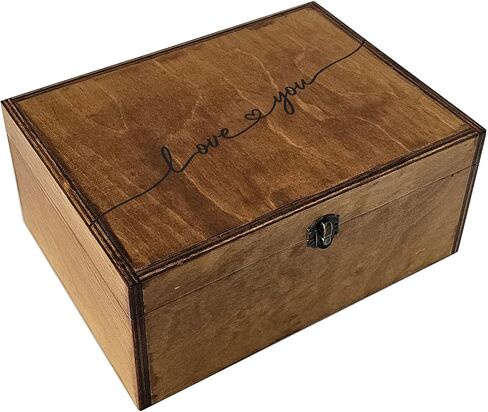 Love You Memory Wooden Box, Large Wooden Keepsake Box 11.6" x 8.7" x 5", Wedding Gift For Couples, Engraved Memory Love Letter, Birthday Valentine Gift For Wife Girlfriend Husband Boyfriend in Saudi Arabia