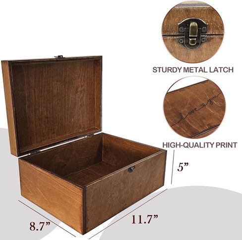 Love You Memory Wooden Box, Large Wooden Keepsake Box 11.6" x 8.7" x 5", Wedding Gift For Couples, Engraved Memory Love Letter, Birthday Valentine Gift For Wife Girlfriend Husband Boyfriend in Saudi Arabia