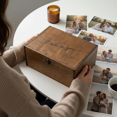 Love You Memory Wooden Box, Large Wooden Keepsake Box 11.6" x 8.7" x 5", Wedding Gift For Couples, Engraved Memory Love Letter, Birthday Valentine Gift For Wife Girlfriend Husband Boyfriend in Saudi Arabia