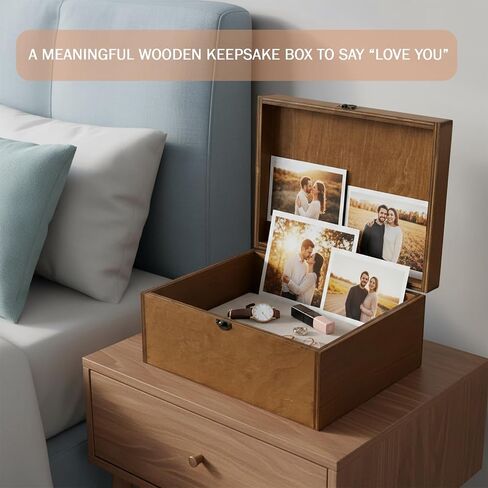 Love You Memory Wooden Box, Large Wooden Keepsake Box 11.6" x 8.7" x 5", Wedding Gift For Couples, Engraved Memory Love Letter, Birthday Valentine Gift For Wife Girlfriend Husband Boyfriend in Saudi Arabia