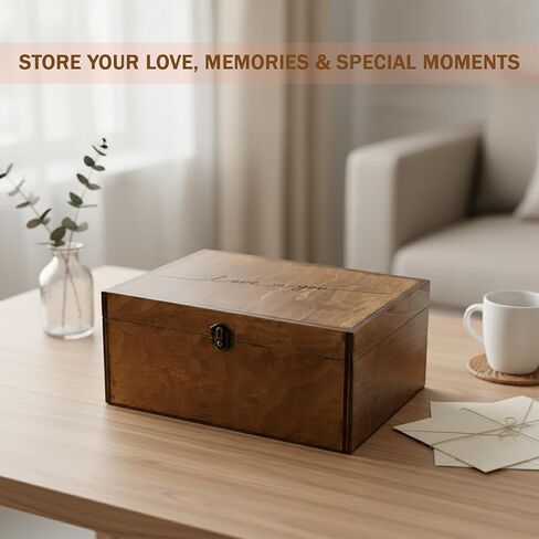 Love You Memory Wooden Box, Large Wooden Keepsake Box 11.6" x 8.7" x 5", Wedding Gift For Couples, Engraved Memory Love Letter, Birthday Valentine Gift For Wife Girlfriend Husband Boyfriend in Saudi Arabia