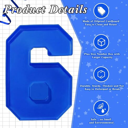 Tellingyou 4 Pcs 13.7" 2026 Charcuterie Numbers Fillable Graduation Disposable Mache Box Chocolate Candy Tray Grad Container Decoration(Blue,2026) in Kuwait