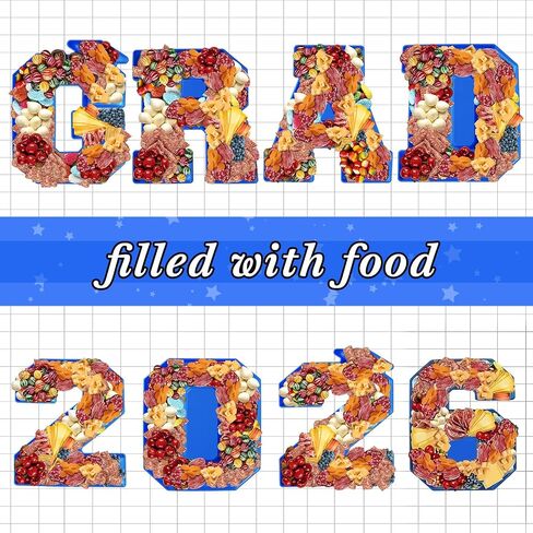 Tellingyou 4 Pcs 13.7" 2026 Charcuterie Numbers Fillable Graduation Disposable Mache Box Chocolate Candy Tray Grad Container Decoration(Blue,2026) in Kuwait