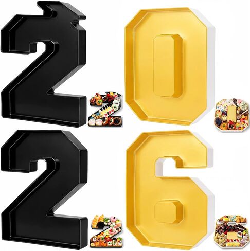 Tellingyou 4 Pcs 13.7" 2026 Charcuterie Numbers Fillable Graduation Disposable Mache Box Chocolate Candy Tray Grad Container Decoration(Blue,2026) in Kuwait