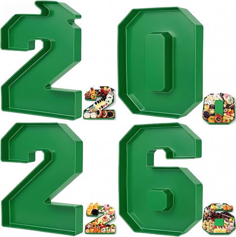 Tellingyou 4 Pcs 13.7" 2026 Charcuterie Numbers Fillable Graduation Disposable Mache Box Chocolate Candy Tray Grad Container Decoration(Blue,2026) in Kuwait