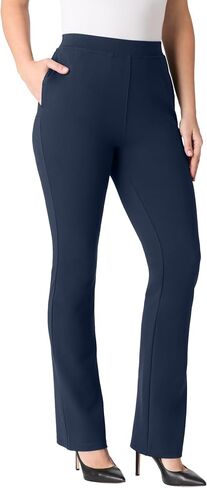 Roaman's Women's Plus Size Petite Plus Size Ponte Bootcut Pant with Pockets and Pull On Elastic Waist in Kuwait
