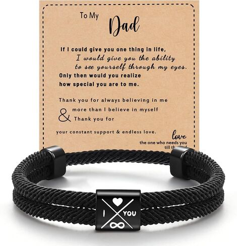 Fathers Day Gift, 2026 Graduation Gifts Bracelets for Men I Love You Gifts for Him Boyfriend Husband Adjustable Rope Bracelet for Men Dad Son Grandson Anniversary Birthday Jewelry Stocking Stuffers in Kuwait