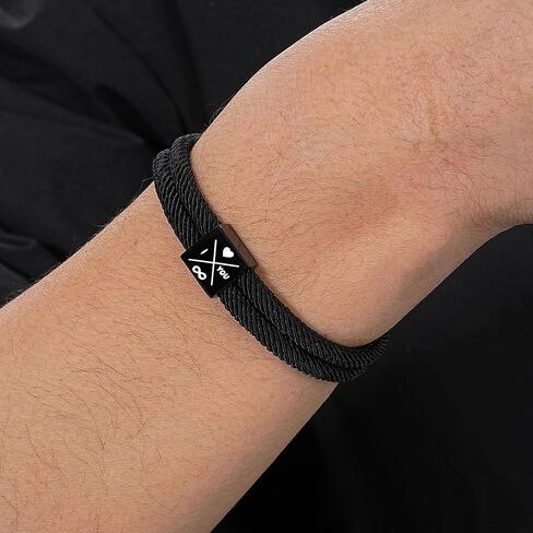 Fathers Day Gift, 2026 Graduation Gifts Bracelets for Men I Love You Gifts for Him Boyfriend Husband Adjustable Rope Bracelet for Men Dad Son Grandson Anniversary Birthday Jewelry Stocking Stuffers in Kuwait