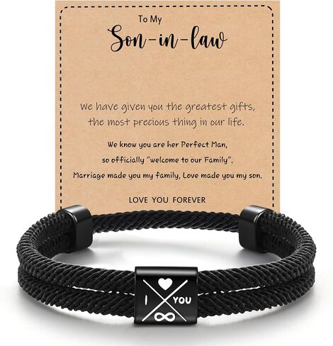 Fathers Day Gift, 2026 Graduation Gifts Bracelets for Men I Love You Gifts for Him Boyfriend Husband Adjustable Rope Bracelet for Men Dad Son Grandson Anniversary Birthday Jewelry Stocking Stuffers in Kuwait