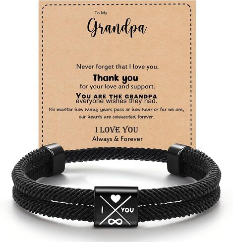 Fathers Day Gift, 2026 Graduation Gifts Bracelets for Men I Love You Gifts for Him Boyfriend Husband Adjustable Rope Bracelet for Men Dad Son Grandson Anniversary Birthday Jewelry Stocking Stuffers in Kuwait