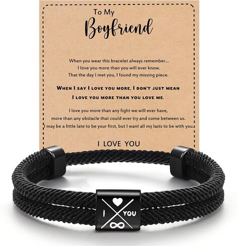 Fathers Day Gift, 2026 Graduation Gifts Bracelets for Men I Love You Gifts for Him Boyfriend Husband Adjustable Rope Bracelet for Men Dad Son Grandson Anniversary Birthday Jewelry Stocking Stuffers in Kuwait