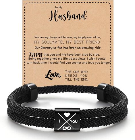 Fathers Day Gift, 2026 Graduation Gifts Bracelets for Men I Love You Gifts for Him Boyfriend Husband Adjustable Rope Bracelet for Men Dad Son Grandson Anniversary Birthday Jewelry Stocking Stuffers in Kuwait
