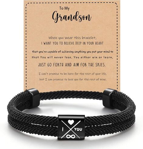 Fathers Day Gift, 2026 Graduation Gifts Bracelets for Men I Love You Gifts for Him Boyfriend Husband Adjustable Rope Bracelet for Men Dad Son Grandson Anniversary Birthday Jewelry Stocking Stuffers in Kuwait