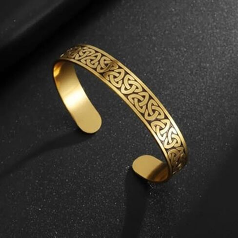 Retro Nordic Celtic Trinity Knot Open Adjustable Stainless Steel Bracelet Suitable for Men Women Fashion Lucky Accessories in Kuwait
