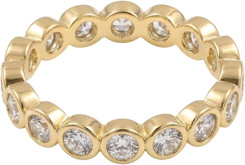 ORIGENCE 14K Gold Plated Full Eternity Band Ring for Women, Bezel-Set CZ Cubic Zirconia, Stackable Bubble Band, Promise Wedding Jewelry Gift, Size 7 in Saudi Arabia
