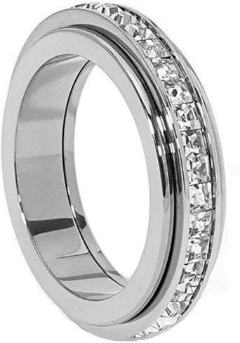 GAUEIOUR Anxiety Rings Titanium Steel Spinner Fidget Band Ring for Women Cubic Zirconia Relieving Anxiety Wedding Promise Lucky Statement Jewelry Sparkling Diamond Rotating Couple Ring (Size 7) in Saudi Arabia