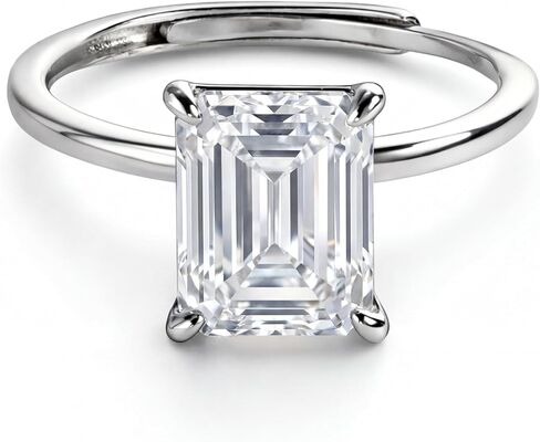 925 Sterling Silver Cubic Zirconia Engagement Adjustable Ring for Women Emerald Cut 2CT/3CT CZ Solitaire Wedding Promise Rings for Women Lover in Saudi Arabia