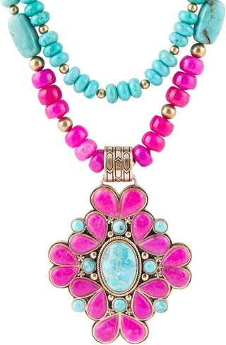 Barse Jewelry Barcelona Pink Agate Cross Golden Pendant Necklace in Kuwait