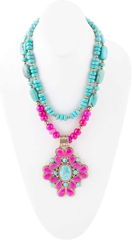 Barse Jewelry Barcelona Pink Agate Cross Golden Pendant Necklace in Kuwait