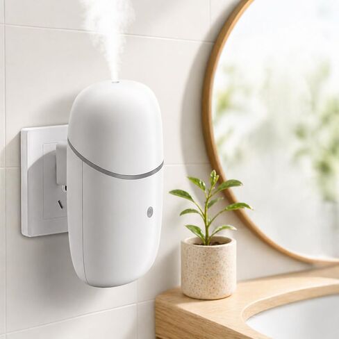 Waterless Essential Oil Diffuser, Cold Waterless Diffuser with Low/High Switch, Plug in Diffuser with Night Light, Quiet Wall Aromatherapy Diffuser for Home Living Room Bedroom Bathroom White in Saudi Arabia
