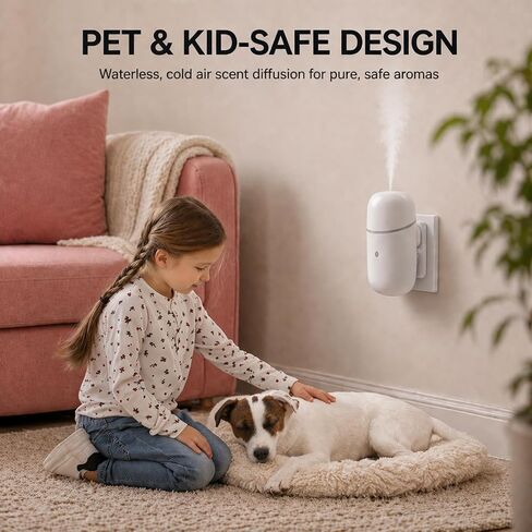 Waterless Essential Oil Diffuser, Cold Waterless Diffuser with Low/High Switch, Plug in Diffuser with Night Light, Quiet Wall Aromatherapy Diffuser for Home Living Room Bedroom Bathroom White in Saudi Arabia