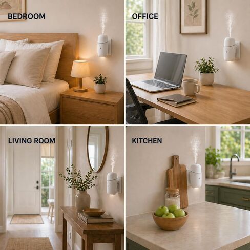 Waterless Essential Oil Diffuser, Cold Waterless Diffuser with Low/High Switch, Plug in Diffuser with Night Light, Quiet Wall Aromatherapy Diffuser for Home Living Room Bedroom Bathroom White in Saudi Arabia