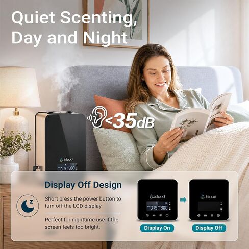 JCLOUD Waterless Essential Oil Diffuser - Cold Air Scent Diffuser Oil Machine for Home Office Hotel, HVAC Compatible, Up to 2000 Sq Ft, Upgraded Display and Button Controls, Black in Saudi Arabia