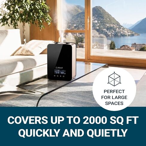 JCLOUD Waterless Essential Oil Diffuser - Cold Air Scent Diffuser Oil Machine for Home Office Hotel, HVAC Compatible, Up to 2000 Sq Ft, Upgraded Display and Button Controls, Black in Saudi Arabia