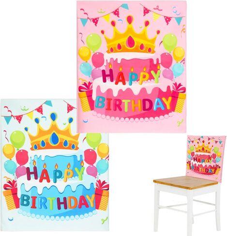 2 Pcs Birthday Chair Covers for Kids Colorful Happy Birthday Seat Covers It’s My Birthday Seat Back Decor for Classroom Home Dining Party Decorations in Saudi Arabia
