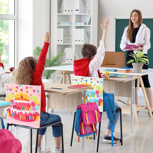 2 Pcs Birthday Chair Covers for Kids Colorful Happy Birthday Seat Covers It’s My Birthday Seat Back Decor for Classroom Home Dining Party Decorations in Saudi Arabia