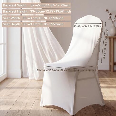 2 Pack White Satin Rosette Spandex Folding Chair Covers with Foot Pockets, Stretch Chair Covers for Standard Folding Chairs, Wedding Party Dining Banquet Decoration in Saudi Arabia