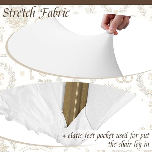 2 Pack White Satin Rosette Spandex Folding Chair Covers with Foot Pockets, Stretch Chair Covers for Standard Folding Chairs, Wedding Party Dining Banquet Decoration in Saudi Arabia