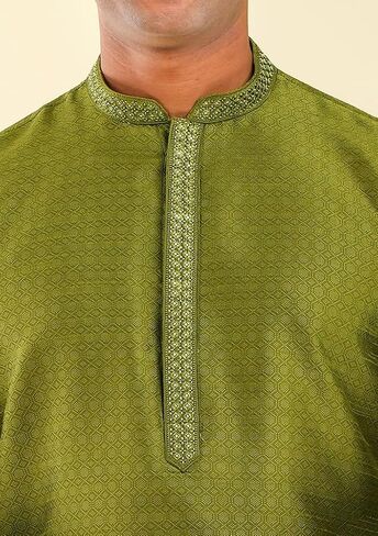HOME ARCHIVE Men's Neck Embroidery Cotton Indian Kurta Pajama Set Casual Fashion for Indian Wedding Festivals Occasion in Saudi Arabia