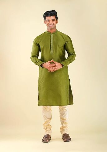 HOME ARCHIVE Men's Neck Embroidery Cotton Indian Kurta Pajama Set Casual Fashion for Indian Wedding Festivals Occasion in Saudi Arabia