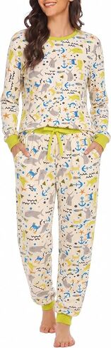 LovinPet Pajamas Set Long Sleeve Sleepwear, Unisex 2-Piece Pajama Set, Long-Sleeve Sleep Top and Lounge Pants for Adults in Kuwait