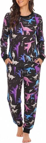 LovinPet Pajamas Set Long Sleeve Sleepwear, Unisex 2-Piece Pajama Set, Long-Sleeve Sleep Top and Lounge Pants for Adults in Kuwait