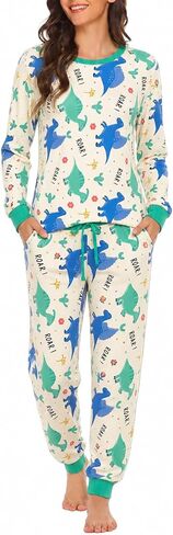 LovinPet Pajamas Set Long Sleeve Sleepwear, Unisex 2-Piece Pajama Set, Long-Sleeve Sleep Top and Lounge Pants for Adults in Kuwait