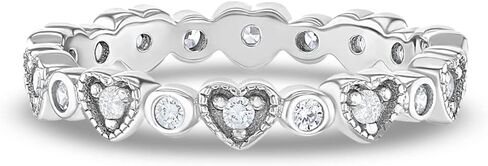 In Season Jewelry Stunning Clear Cubic Zirconia Heart Ring Band - Hypoallergenic 925 Sterling Silver Girls Rings - Comfortable & Safe for Kids, Toddlers, & Young Girls - Size 5 in Saudi Arabia