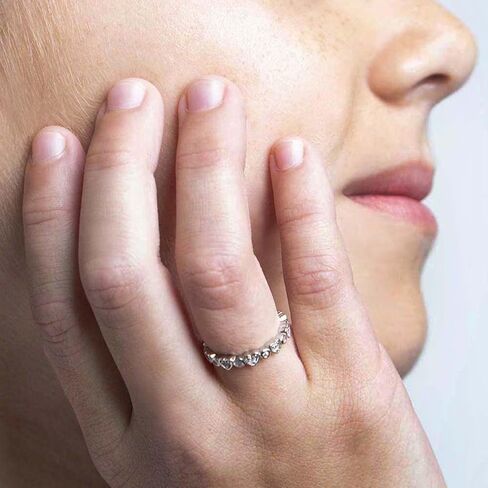 In Season Jewelry Stunning Clear Cubic Zirconia Heart Ring Band - Hypoallergenic 925 Sterling Silver Girls Rings - Comfortable & Safe for Kids, Toddlers, & Young Girls - Size 5 in Saudi Arabia
