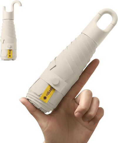 Ultra-Lightweight Folding Umbrella - Mini Parasol with Rotating Handle/Protable/UPF50+/UV Protection/Telfon/Small/Women Men Kids in Kuwait