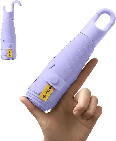 Ultra-Lightweight Folding Umbrella - Mini Parasol with Rotating Handle/Protable/UPF50+/UV Protection/Telfon/Small/Women Men Kids in Kuwait
